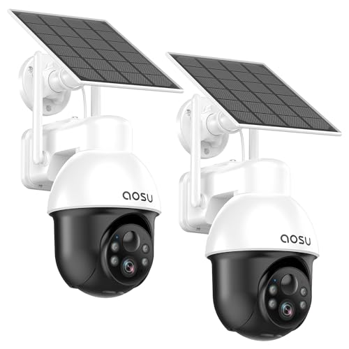 AOSU Solar Wireless Outdoor Security Camera System (2 Pack)