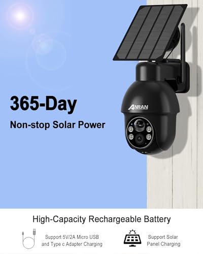 ANRAN 2K Outdoor Solar Security Camera with AI Detection