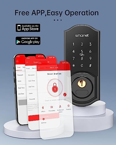 SMONET Smart Deadbolt Door Lock with Bluetooth Keypad