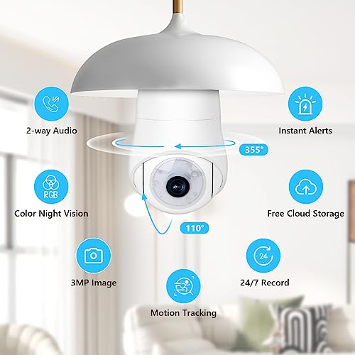 2K 360° Pan Tilt WiFi Security Camera Night Vision