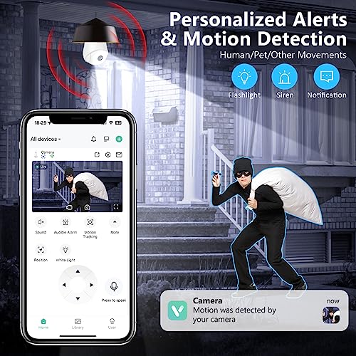 2K 360° Pan Tilt WiFi Security Camera Night Vision