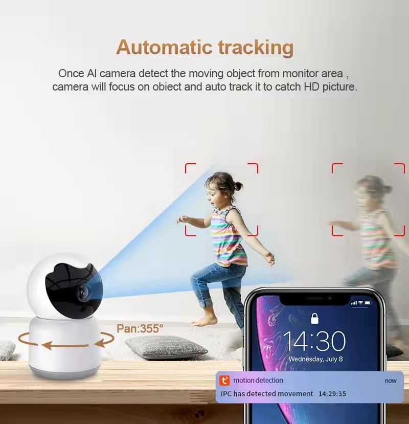 Bawofu Smart Home Security Camera with Motion Tracking