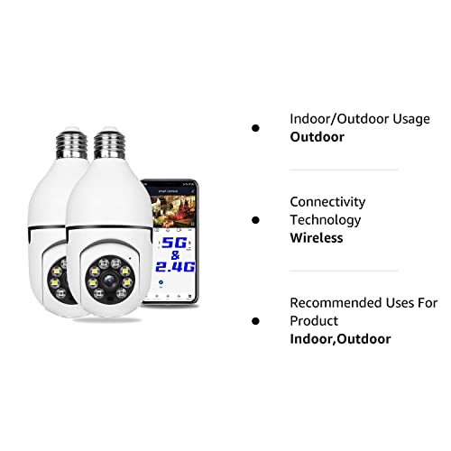 2-Pack Light Bulb Security Cameras, Indoor/Outdoor Surveillance