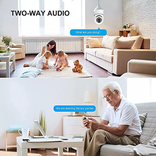 Wireless Outdoor Light Bulb Security Camera Pair, 360° Viewing