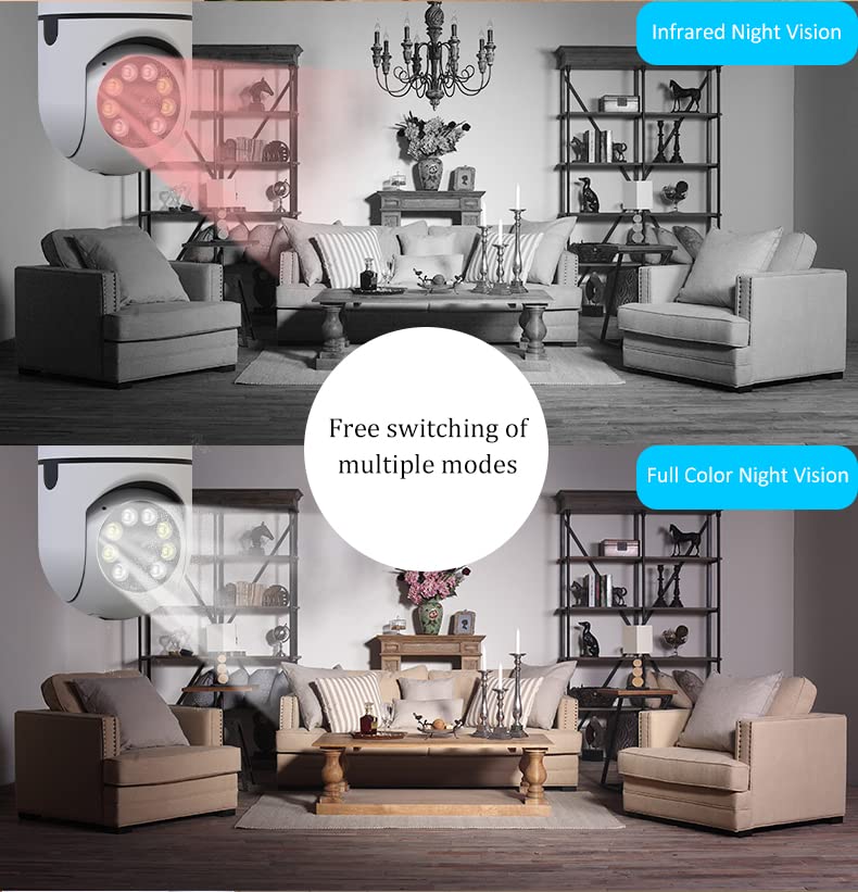Wireless Outdoor Light Bulb Security Camera Pair, 360° Viewing