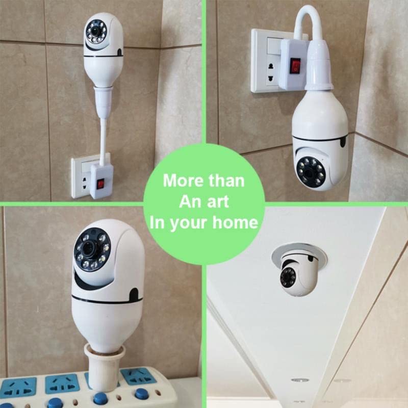 Wireless Outdoor Light Bulb Security Camera Pair, 360° Viewing