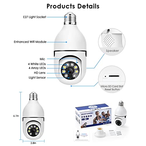 EVERSECU Wireless Light Bulb Security Camera (4 Pack)