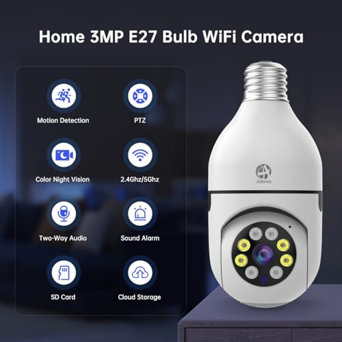 JOOAN WiFi Light Bulb Camera, 2K Pet Home Security