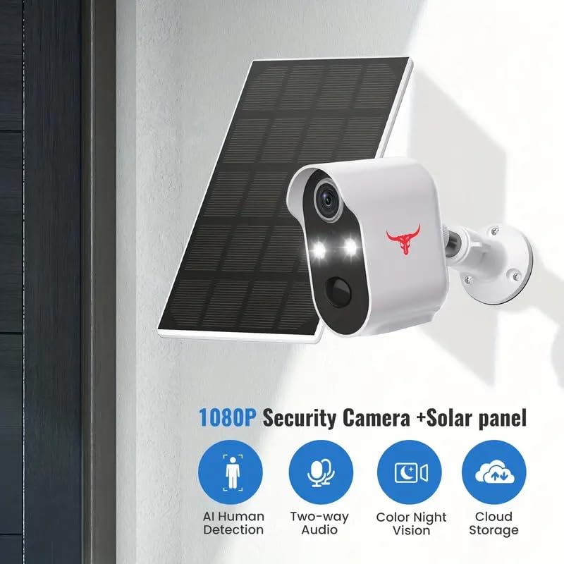 Wireless Smart Camera with Solar Panel & AI Smart Detection