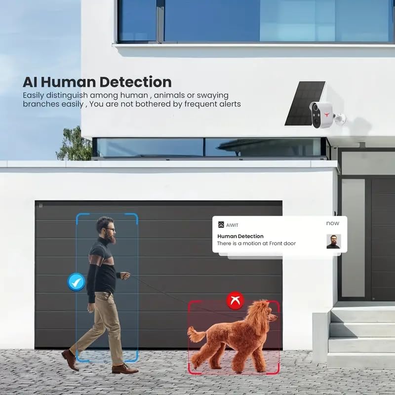 Wireless Smart Camera with Solar Panel & AI Smart Detection