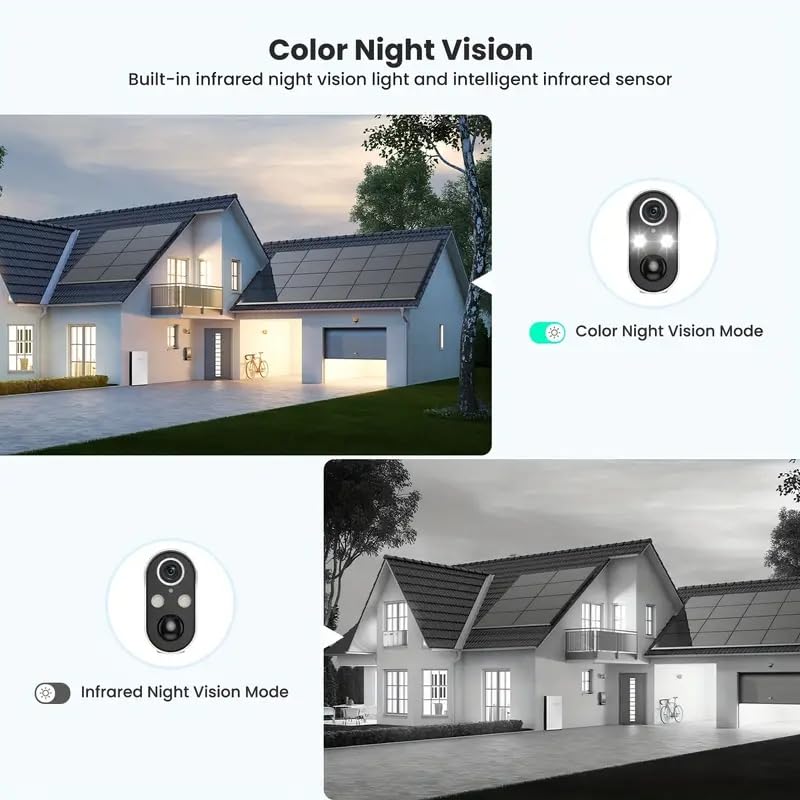 Wireless Smart Camera with Solar Panel & AI Smart Detection