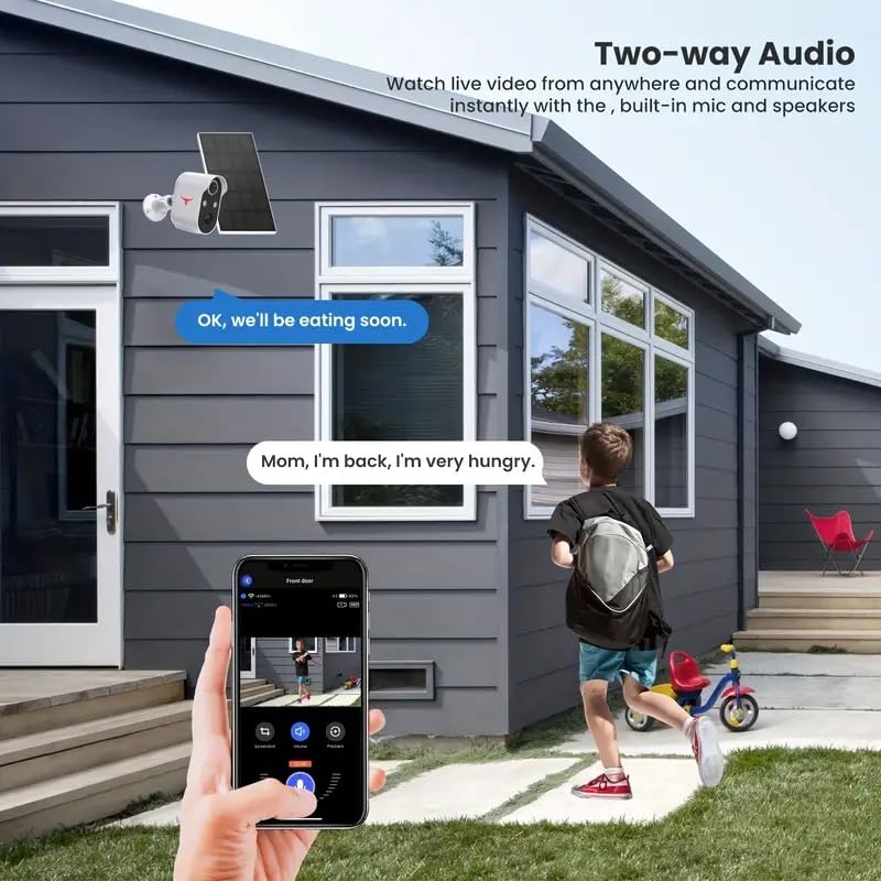 Wireless Smart Camera with Solar Panel & AI Smart Detection