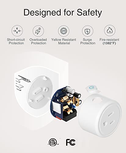 Smart Mini Plug with Alexa/Google Home, Timer, ETL Listed