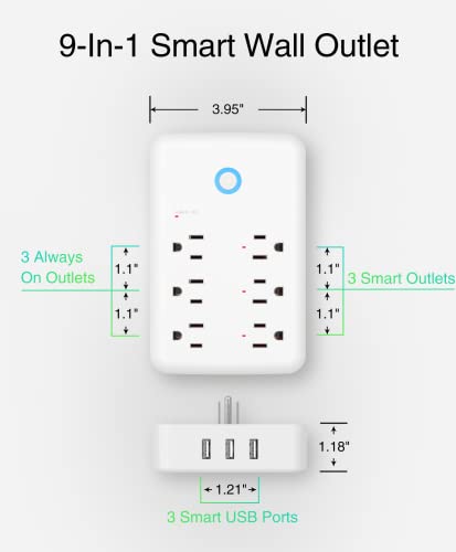 Smart Plug Outlet Extender with 3 Individually Controlled Outlets