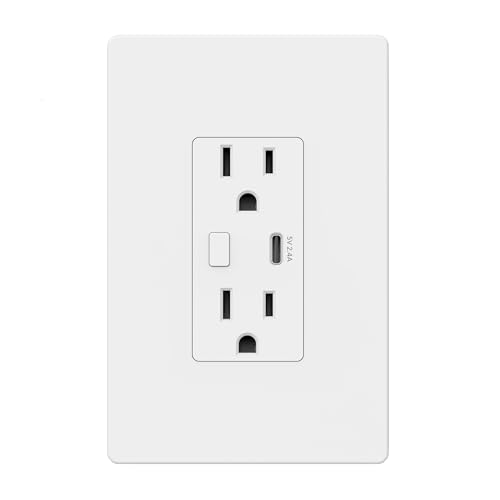 Smart Electrical Outlet with 2 Controlled Plugs and Type-C Charging