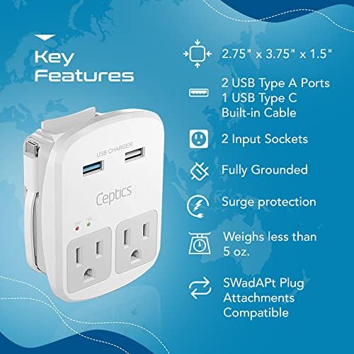 Ceptics World Travel Adapter Kit - QC 3.0
