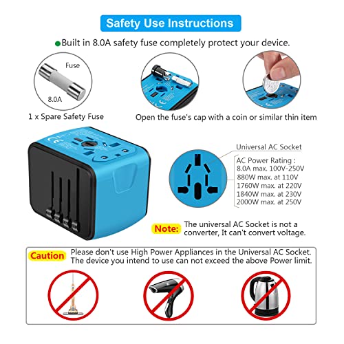 SAUNORCH Universal Travel Adapter with 4xUSB Wall Charger