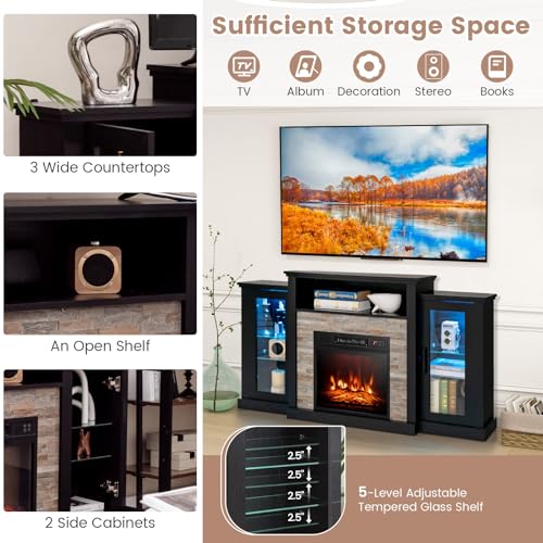 Byroce Electric Fireplace TV Stand for 65'' TVs