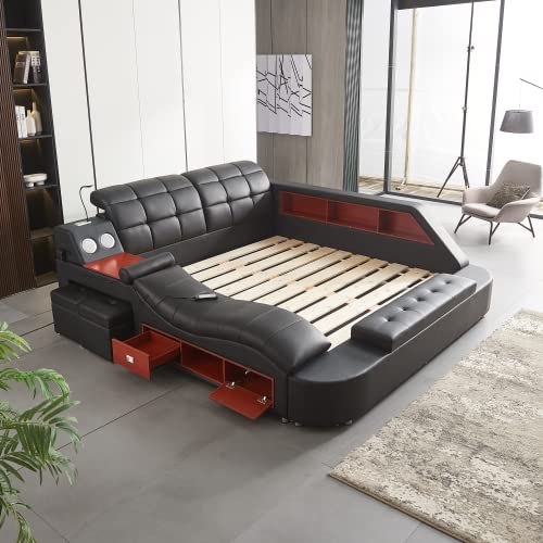 Modern Luxury King Bed Frame with Massage Speaker