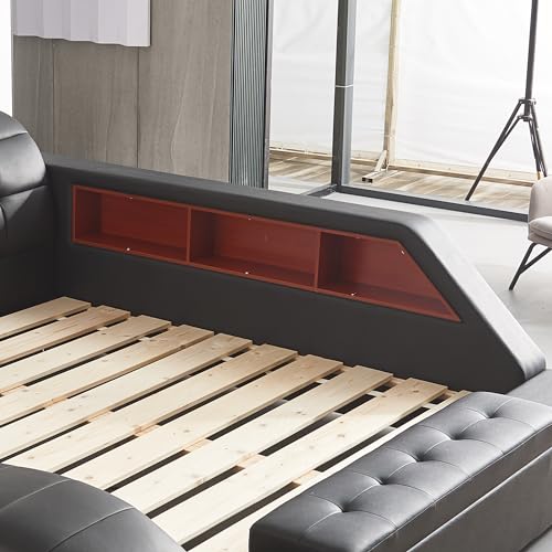 Modern Luxury King Bed Frame with Massage Speaker