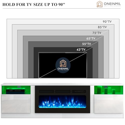 Modern White Fireplace TV Stand with Electric Fireplace