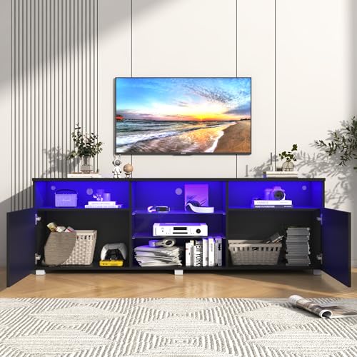 6&Fox LED TV Stand with Storage, Glossy Finish