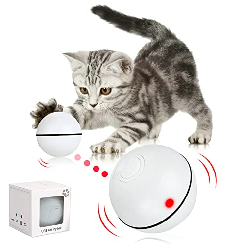 Pakoo Interactive Cat Toys Ball, USB Rechargeable Spinning Led
