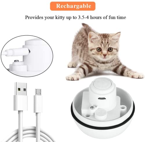 Pakoo Interactive Cat Toys Ball, USB Rechargeable Spinning Led
