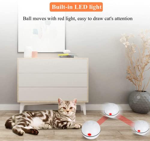 Pakoo Interactive Cat Toys Ball, USB Rechargeable Spinning Led