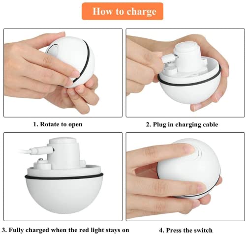 Pakoo Interactive Cat Toys Ball, USB Rechargeable Spinning Led