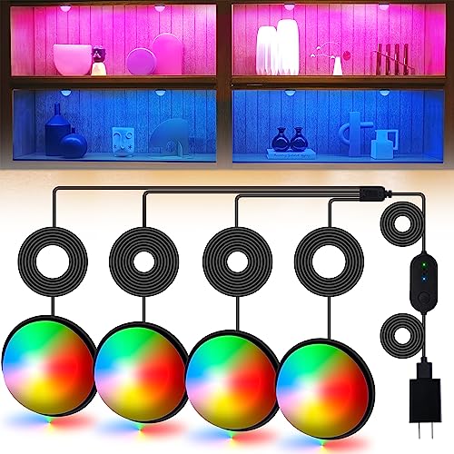 RGB Puck Lights for Bookshelf/Cabinet with Memory Function