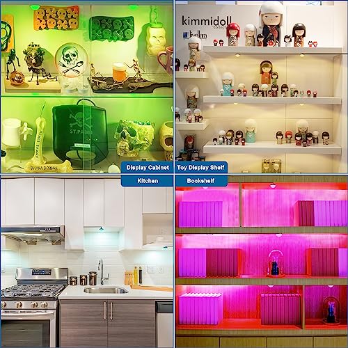 RGB Puck Lights for Bookshelf/Cabinet with Memory Function