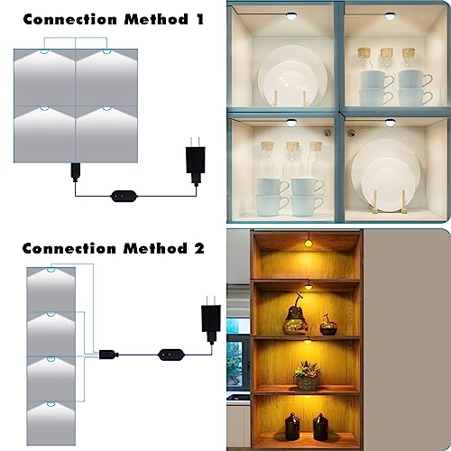 RGB Puck Lights for Bookshelf/Cabinet with Memory Function
