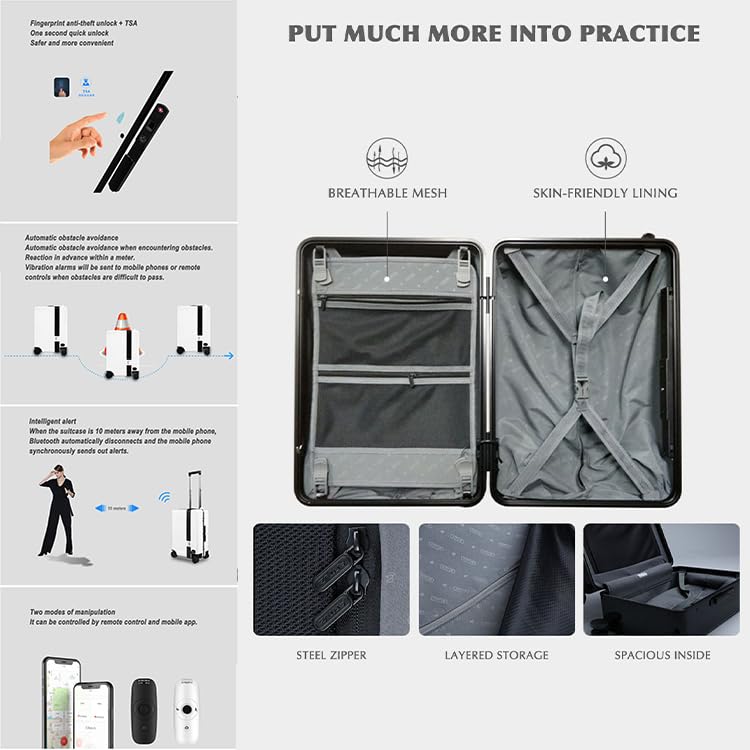 Electric Rideable Suitcase with Auto Follow Technology, Digital Lock