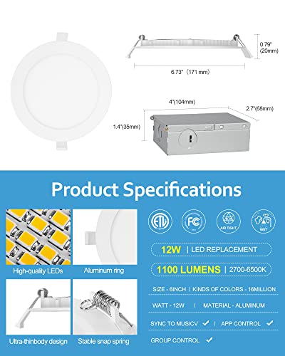 Smart Color-Changing Recessed Lights with Alexa Compatibility