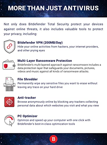 Bitdefender Total Security - 1 Year Subscription, 5 Devices