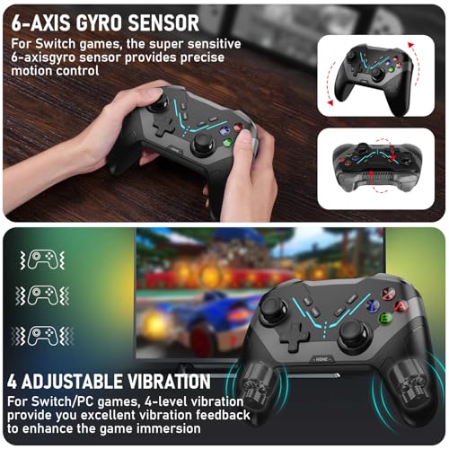 Diswoe Wireless Controller for Switch/Lite/OLED, Touch Buttons