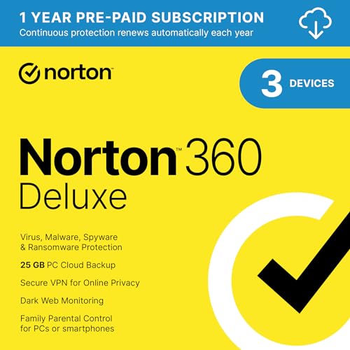 Norton 360 Deluxe 2024: Antivirus Software for 3 Devices