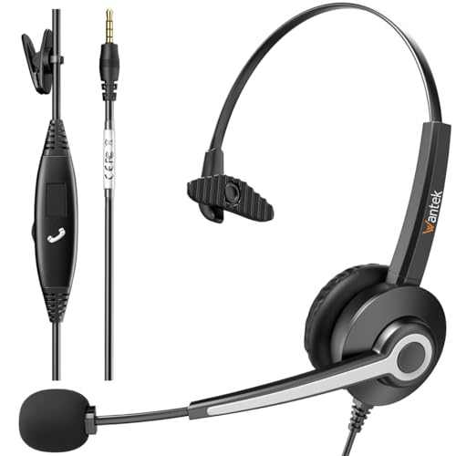 Wantek Wired Headset with Noise-Cancelling Microphone for PC