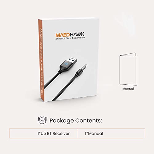 MaedHawk Bluetooth Aux Adapter for Car and Home