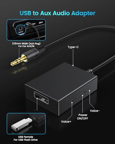 USB to Aux Audio Adapter for Playing Music in Car