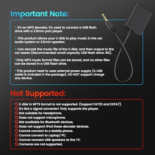 USB to Aux Audio Adapter for Playing Music in Car