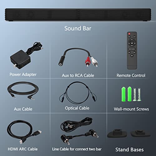 GEOYEAO Bluetooth Soundbar: 3D Surround Sound System