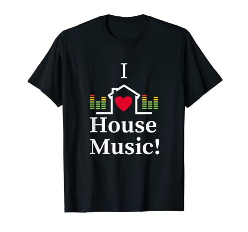 I Love House Music" t-shirt with audio wave design