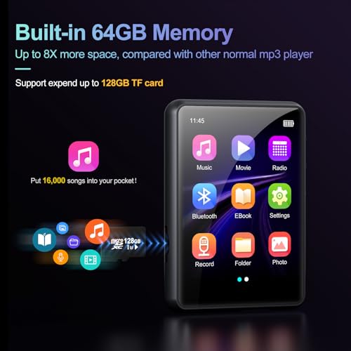 Wireless MP3 Player with HiFi Sound and 64GB