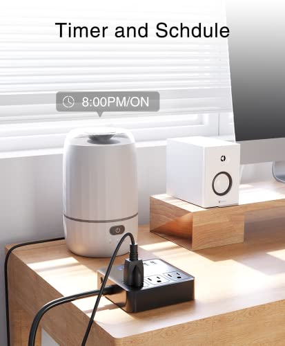 GHome Smart Power Strip, 3 USB Ports and 3 Individually Controlled Smart Outlets, WiFi Surge Protector Works with Alexa Google Home, Home Office Cruise Ship Travel Multi-Plug Extender Flat Plug, 10A