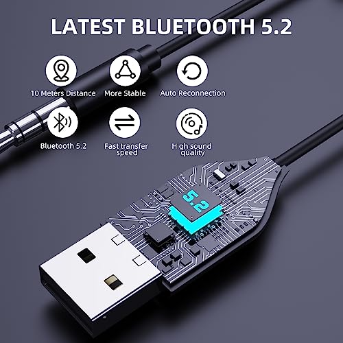 Bluetooth 5.2 Adapter for Hands-Free Calls and Music