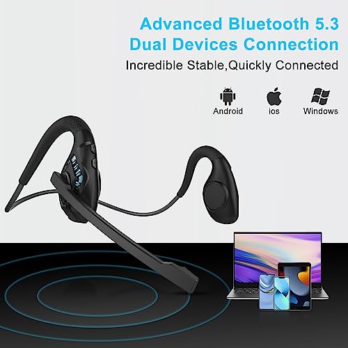 iDIGMALL Bluetooth Headset w/ Microphone for PC & Phones