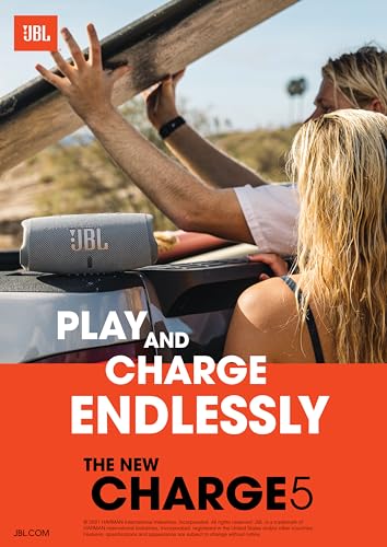 Black JBL Charge 5 Bluetooth Speaker - Small & Waterproof