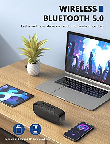 LENRUE Bluetooth Speaker - Loud Stereo Sound, Rich Bass